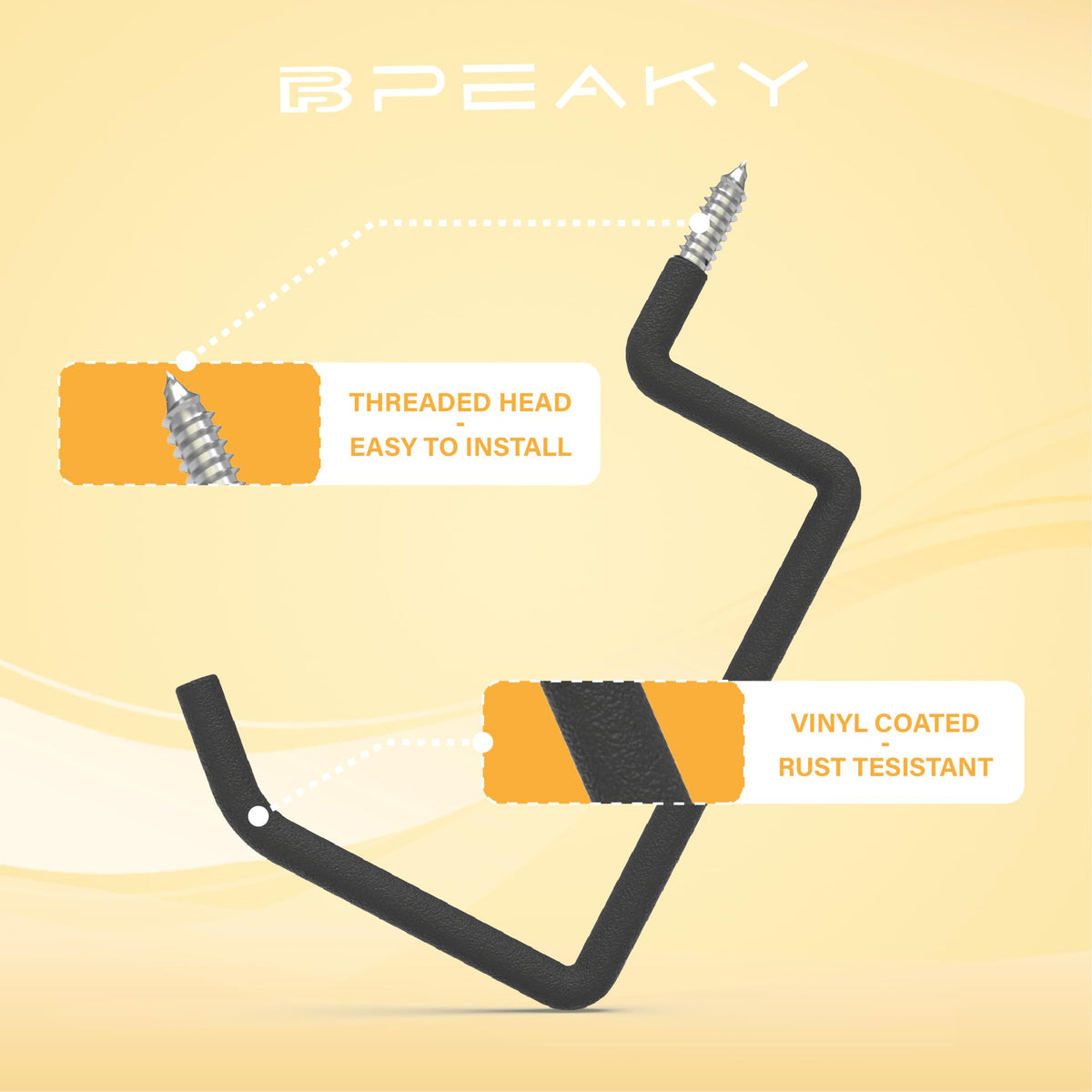 BFPeaky vinyl-coated tool hook resists rust and protects tools from scratches.