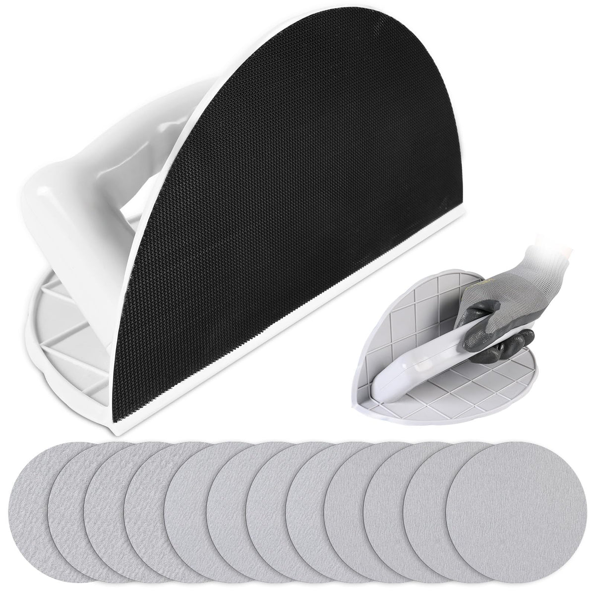 BFZRDT drywall corner sander with semi-circular shape for tight corners.