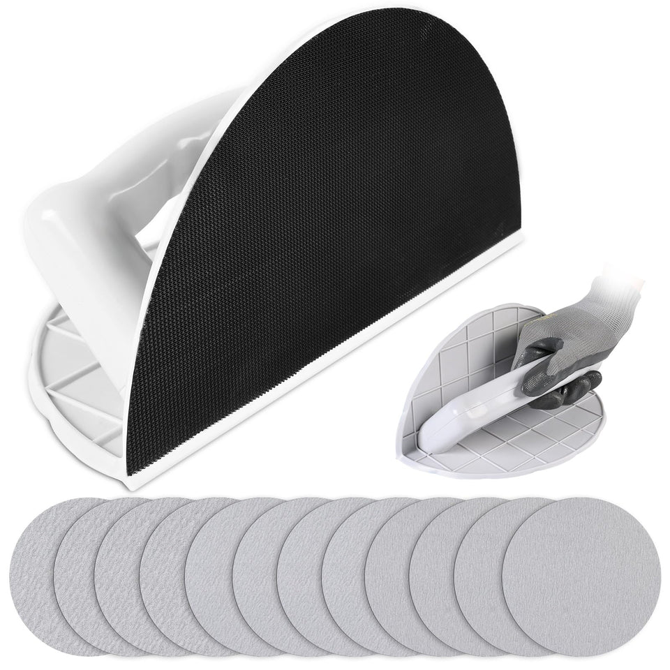 BFZRDT drywall corner sander with semi-circular shape for tight corners.