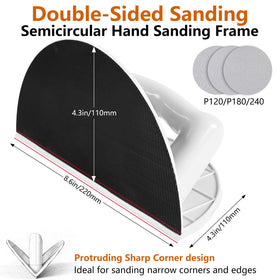 BFZRDT corner sander demonstrates tapered tip reaching 90-degree edges.