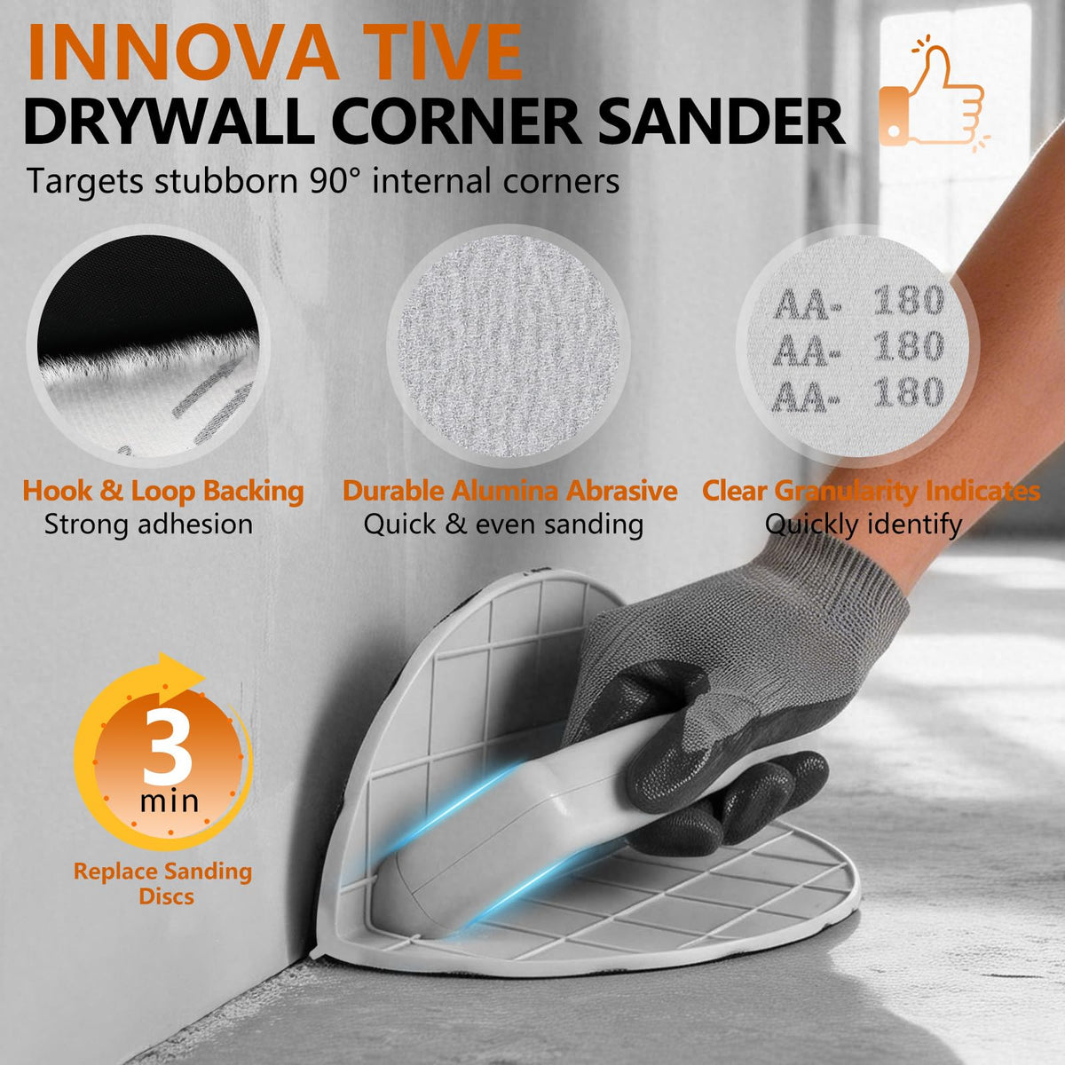 BFZRDT sander features a non-slip handle for comfortable control.
