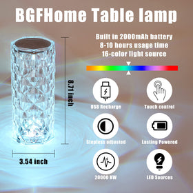 BGFHome two-pack RGB lamps offer cordless bedside illumination