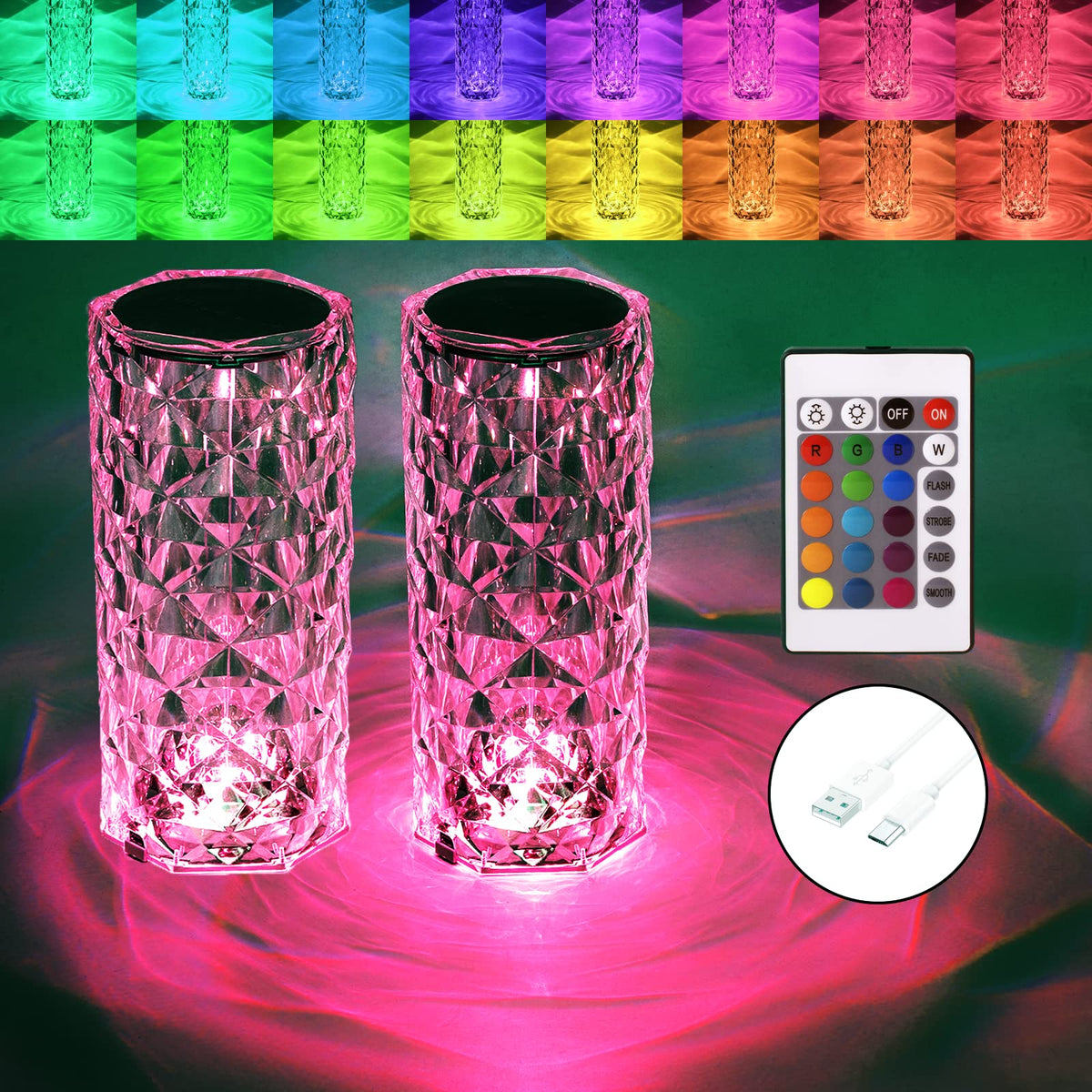 BGFHome crystal table lamp with diamond design for shimmering ambient lighting