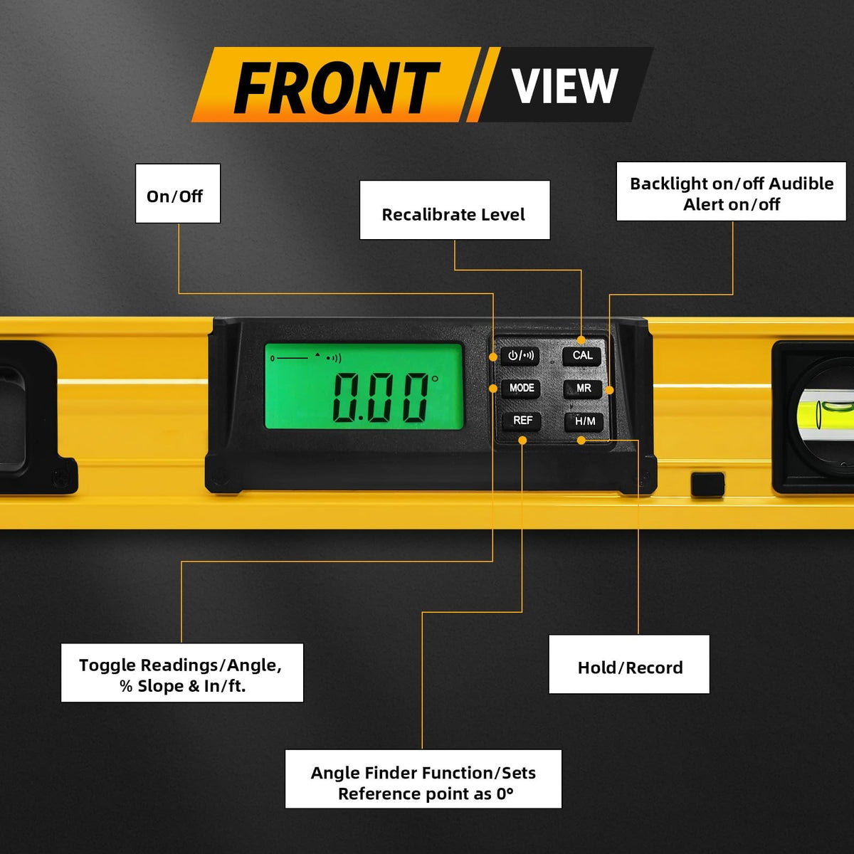 Bghdas Digital level with magnetic base attaches to metal surfaces