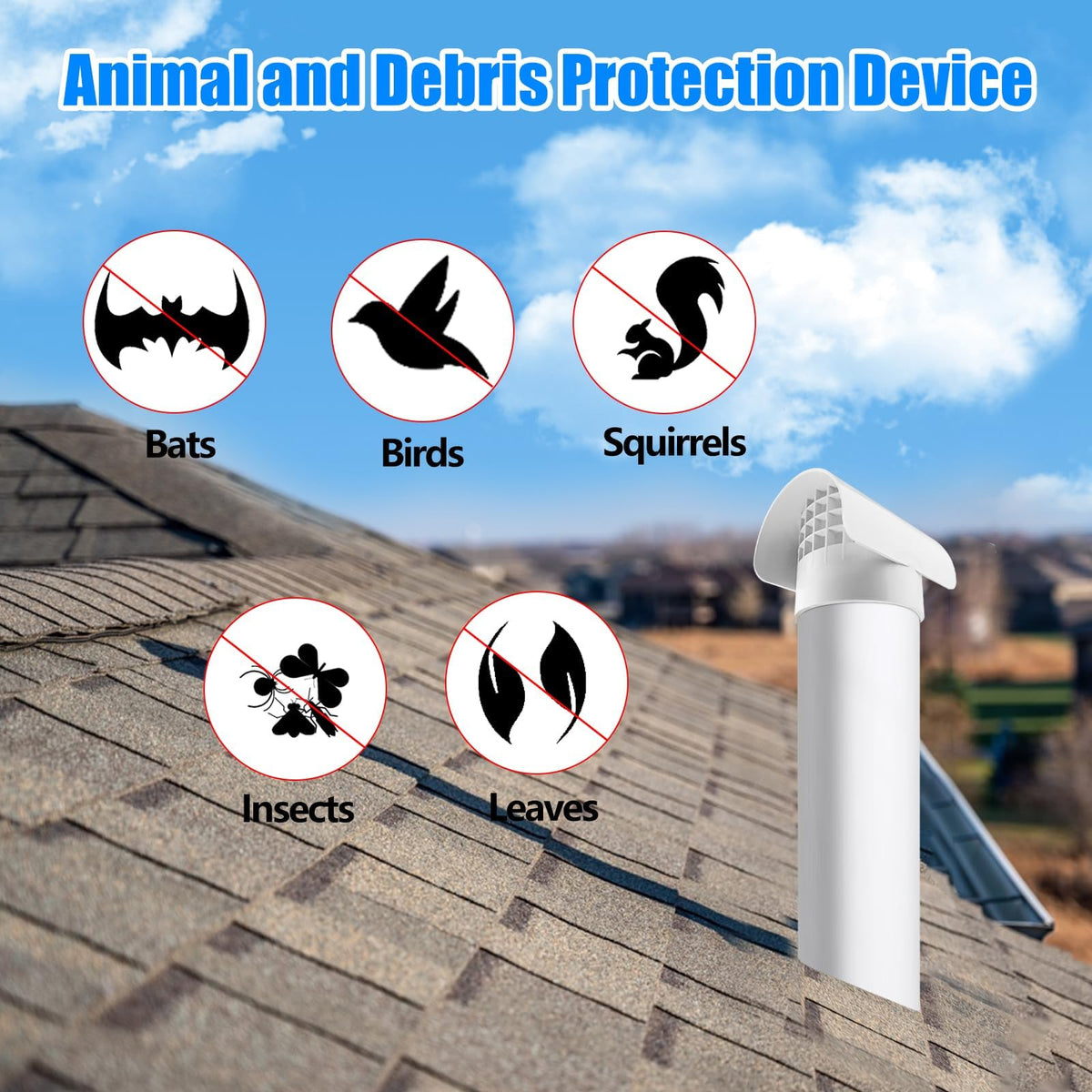 Bghdas 3in radon vent cap close-up mesh prevents animals and insects