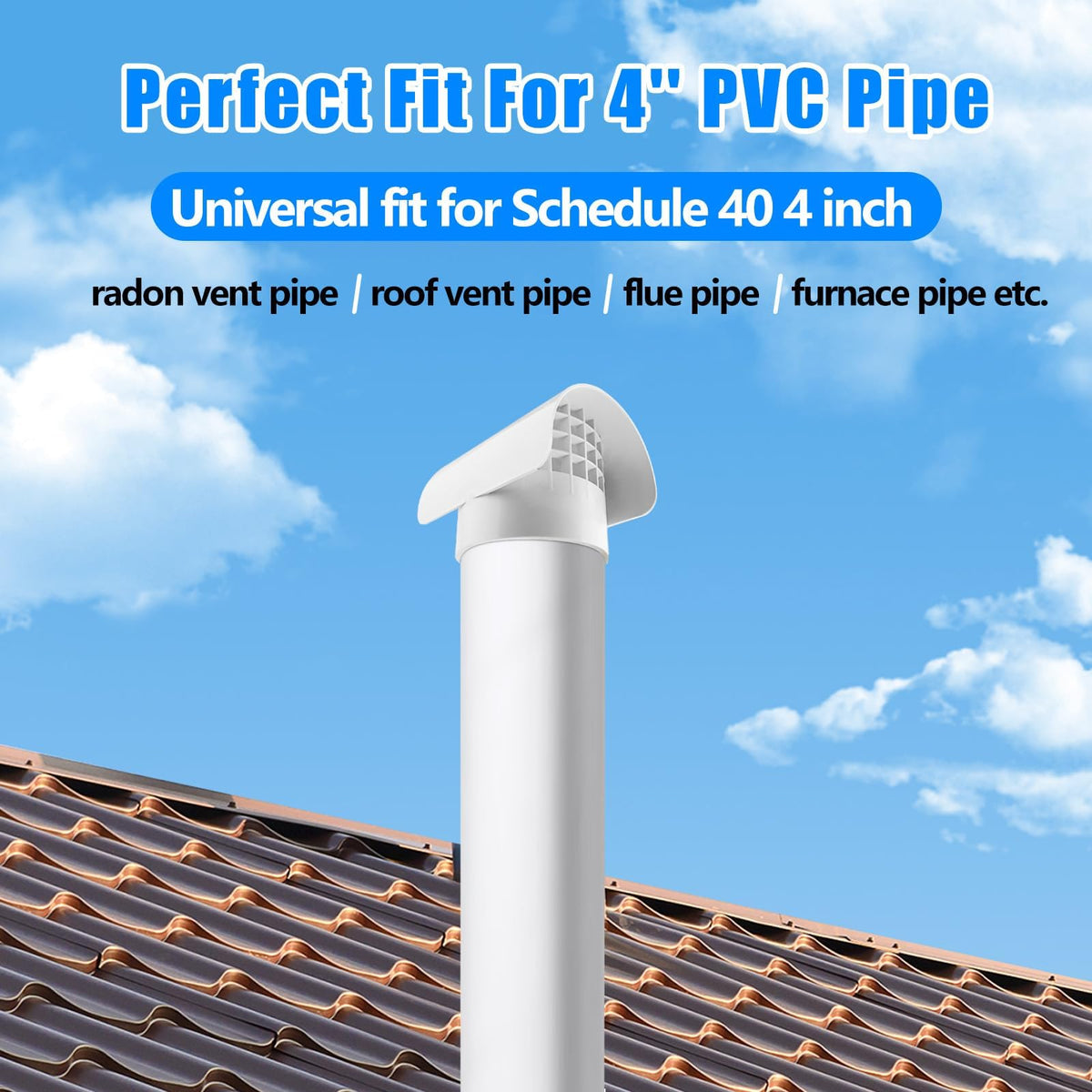 Bghdas 4in vent cap fits standard 4 in pipe systems