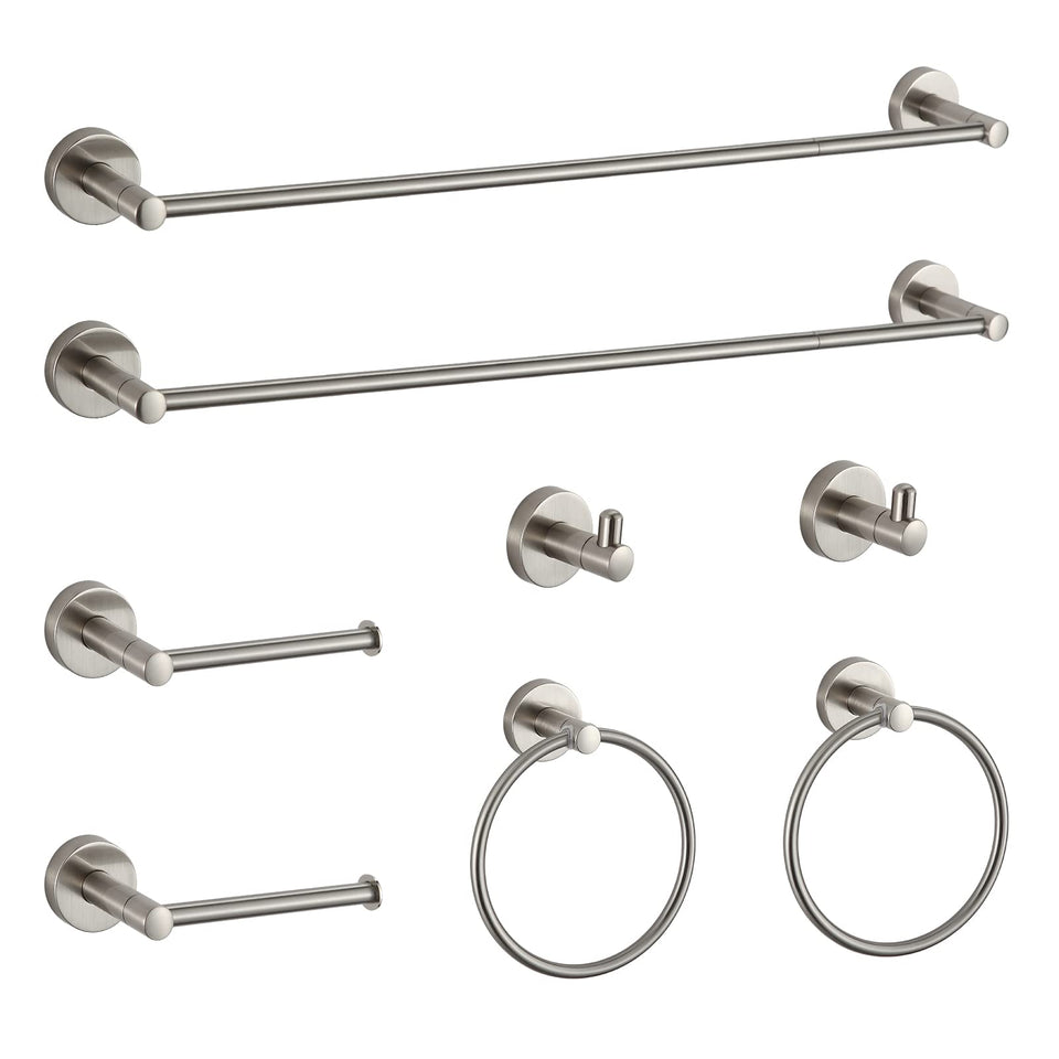 BGL 8-piece bathroom accessory set with dual towel bars for organized towels.