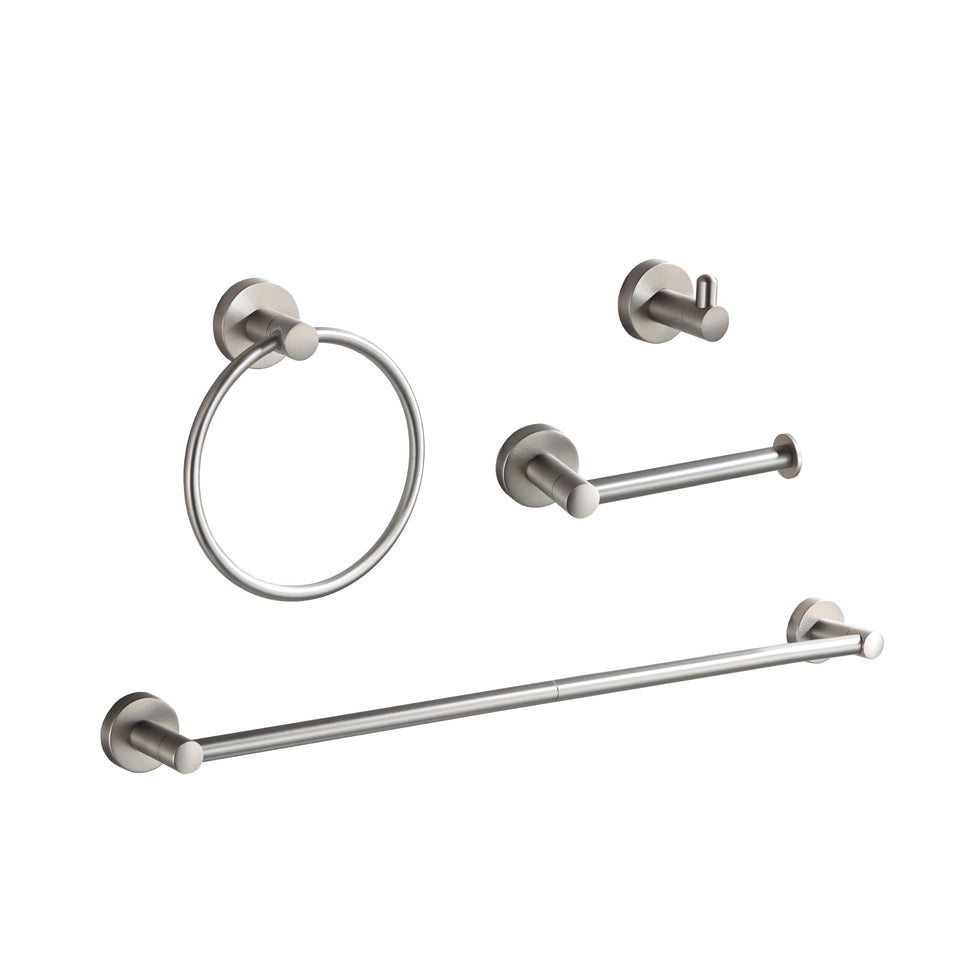 BGL brushed-nickel 24-inch towel bar offers durable storage with a modern finish.