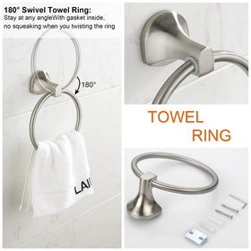 BGL robe hook and towel ring paired with toilet paper holder.