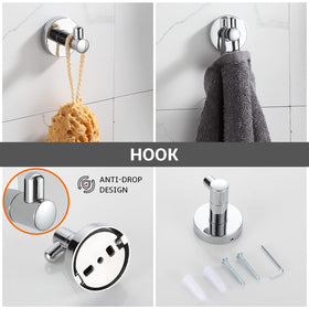 BGL chrome robe hooks closeup showing secure, convenient towel and robe hanging