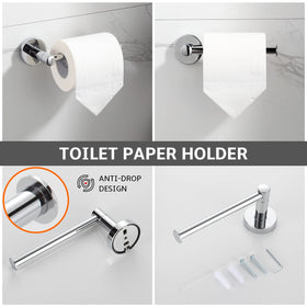 BGL chrome toilet paper holder closeup emphasizes sturdy mounting and smooth roll