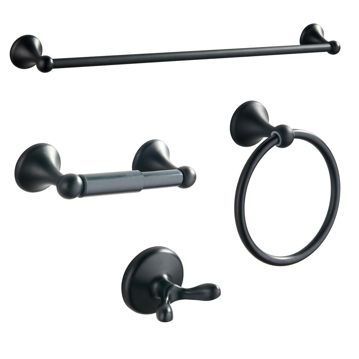 BGL adjustable towel bar extended to 24 inches for flexible storage in the bathroom.