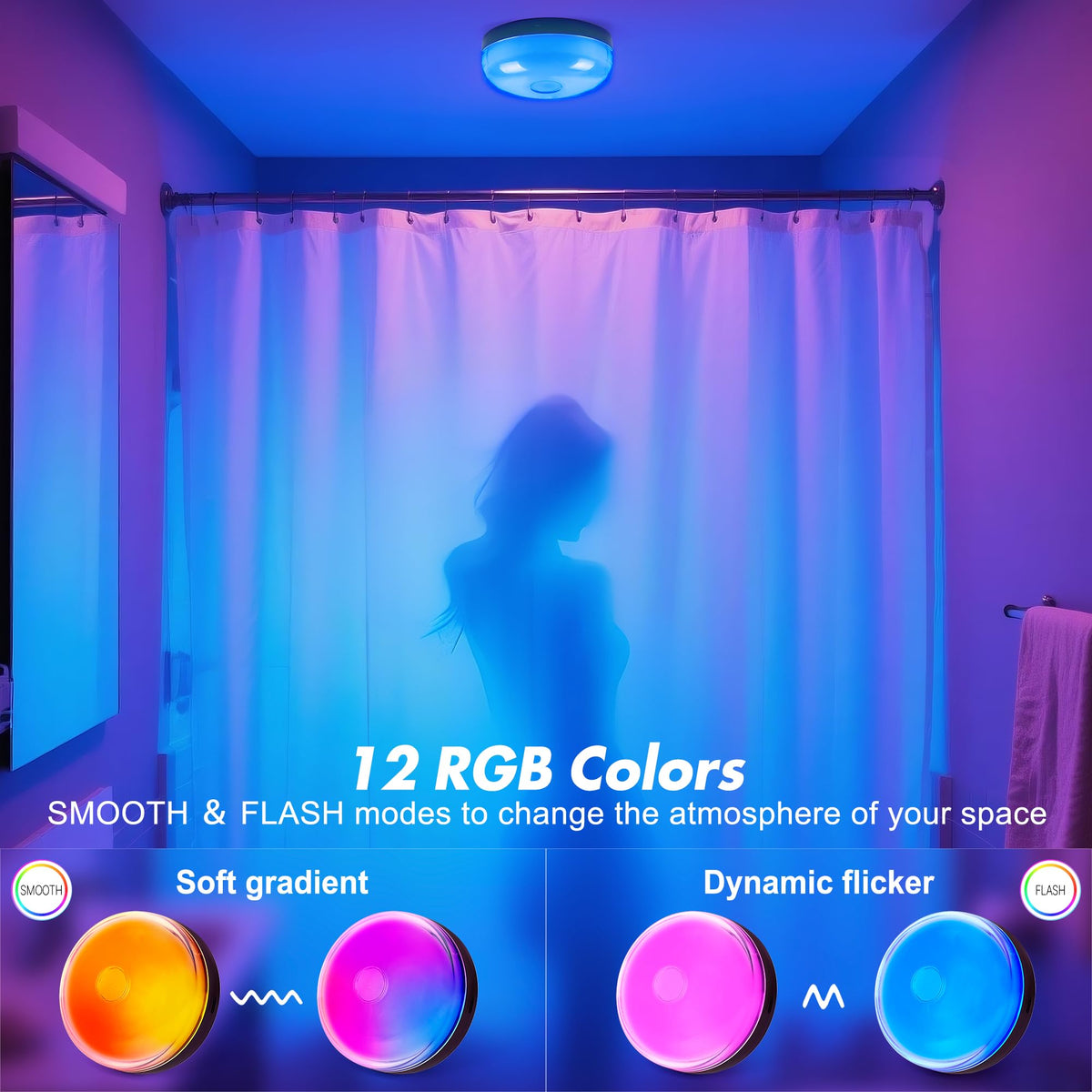 Bgmonster 2-pack shower light remote control for easy color and brightness adjustments.
