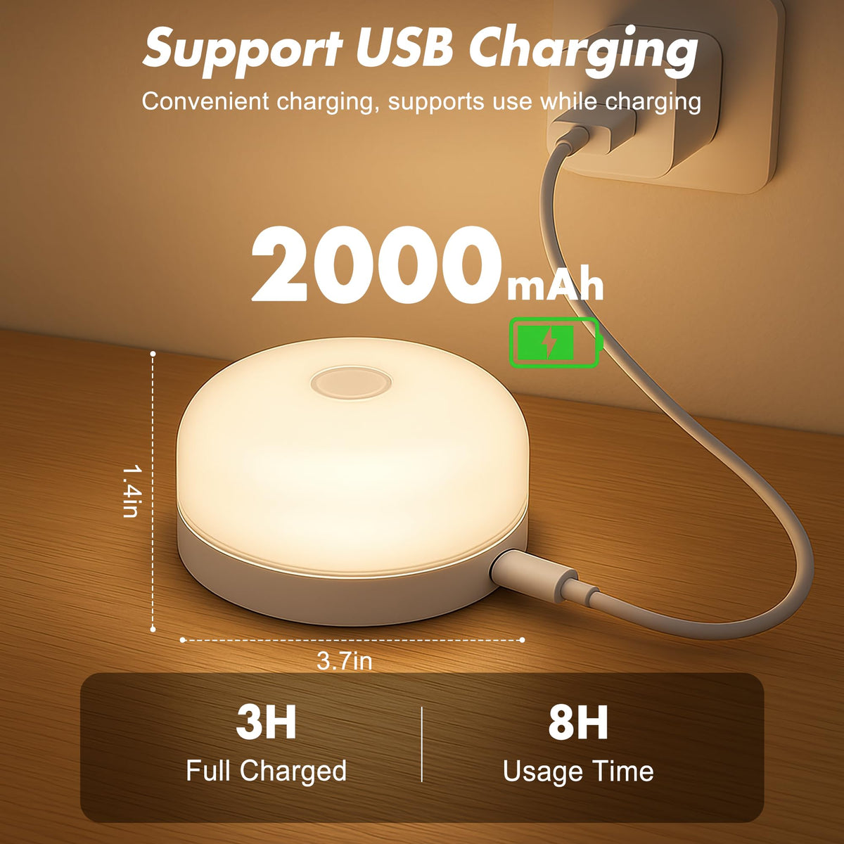 Bgmonster 2-pack showing rechargeable battery for hours of ambient color.