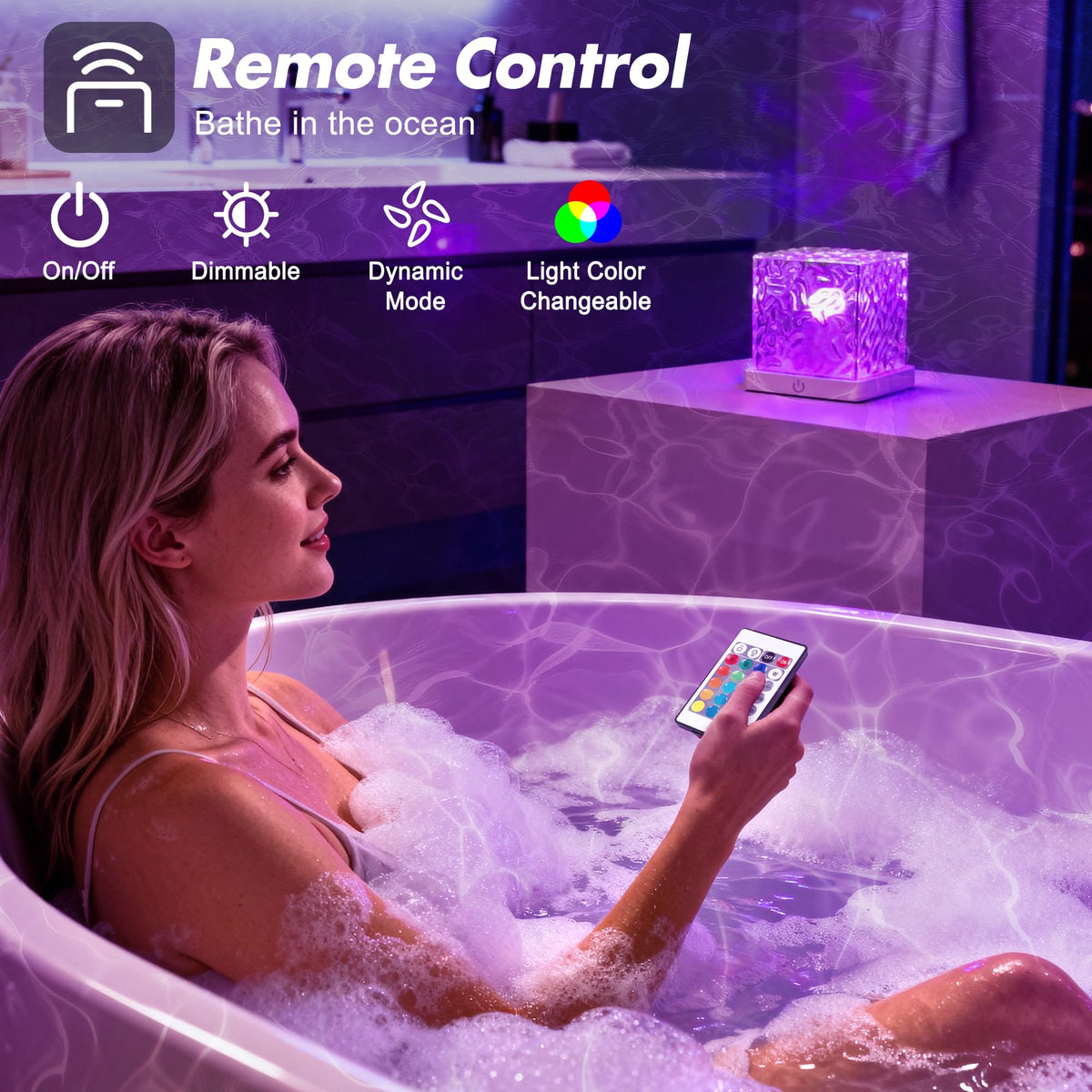 Bgmonster shower light with remote control lets you adjust color and brightness from afar.