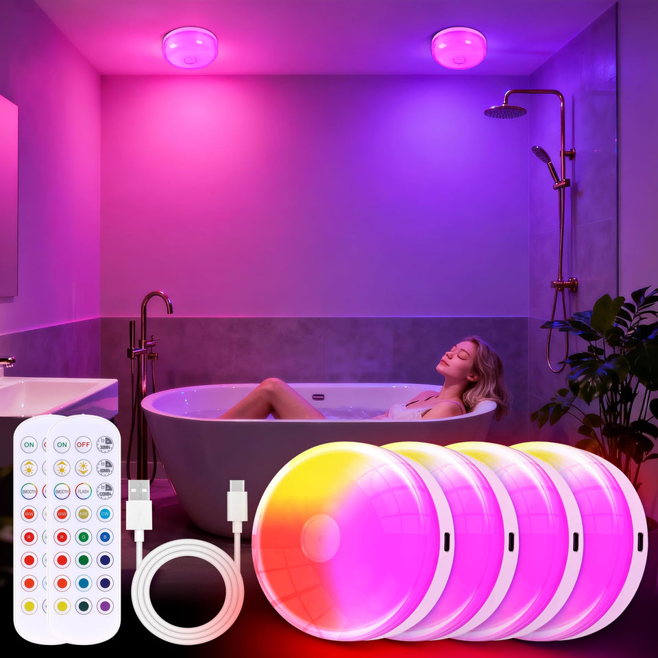 Bgmonster shower light emits a soft RGBW glow for a spa-like shower