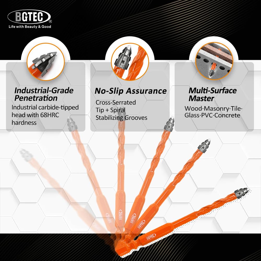 BGTEC 6.3mm quick-fit shank enables easy changes in standard drills