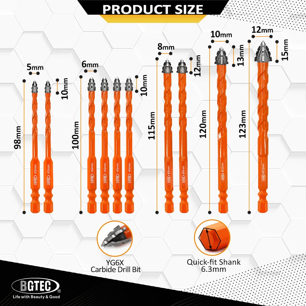 BGTEC drill bit in use on wood highlights universal material compatibility