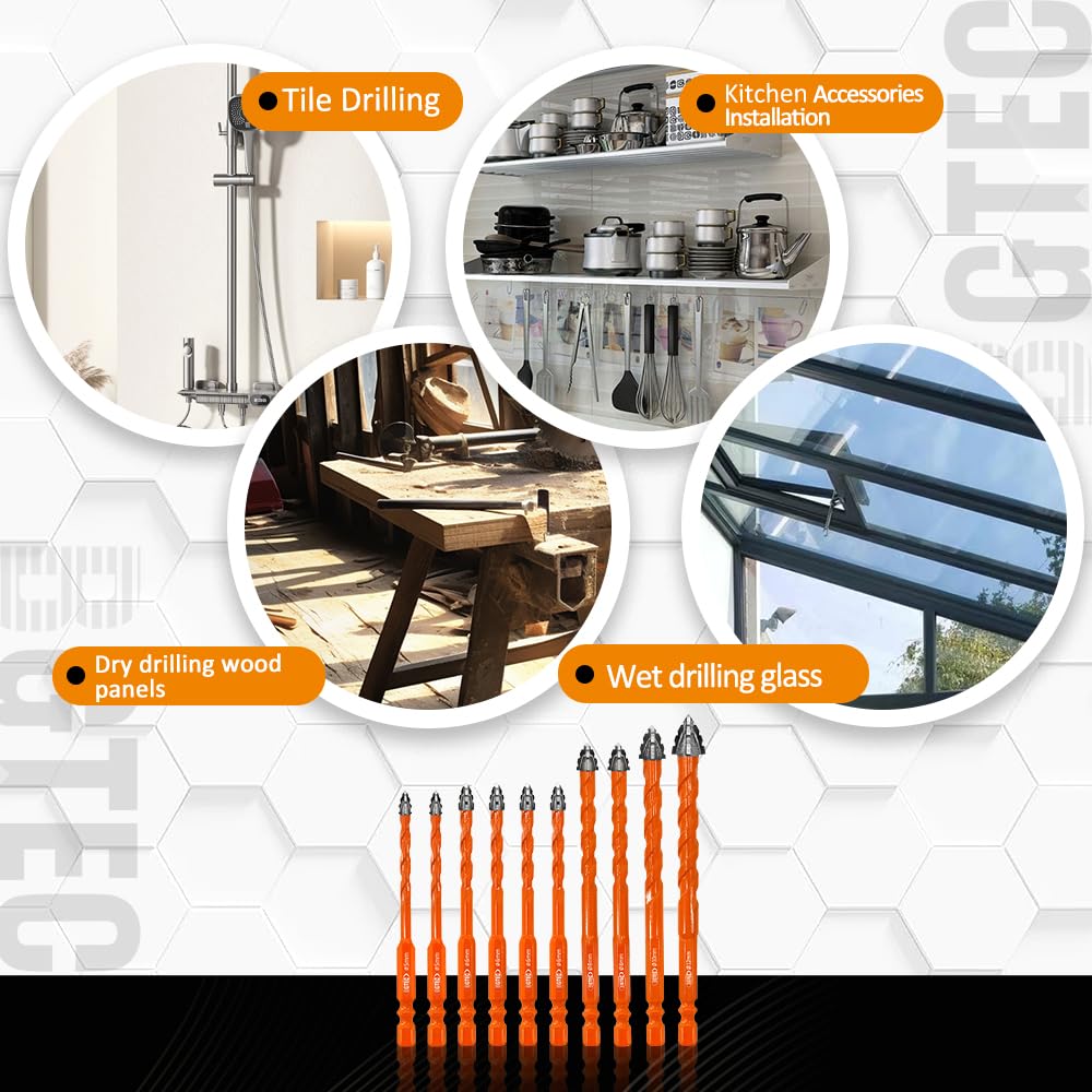 BGTEC tiles and masonry drilling illustrates crisscross serrated tip prevents skidding