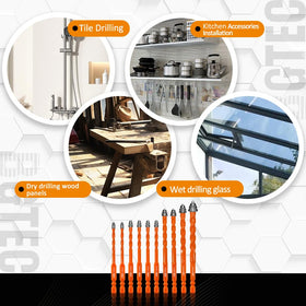 BGTEC tiles and masonry drilling illustrates crisscross serrated tip prevents skidding