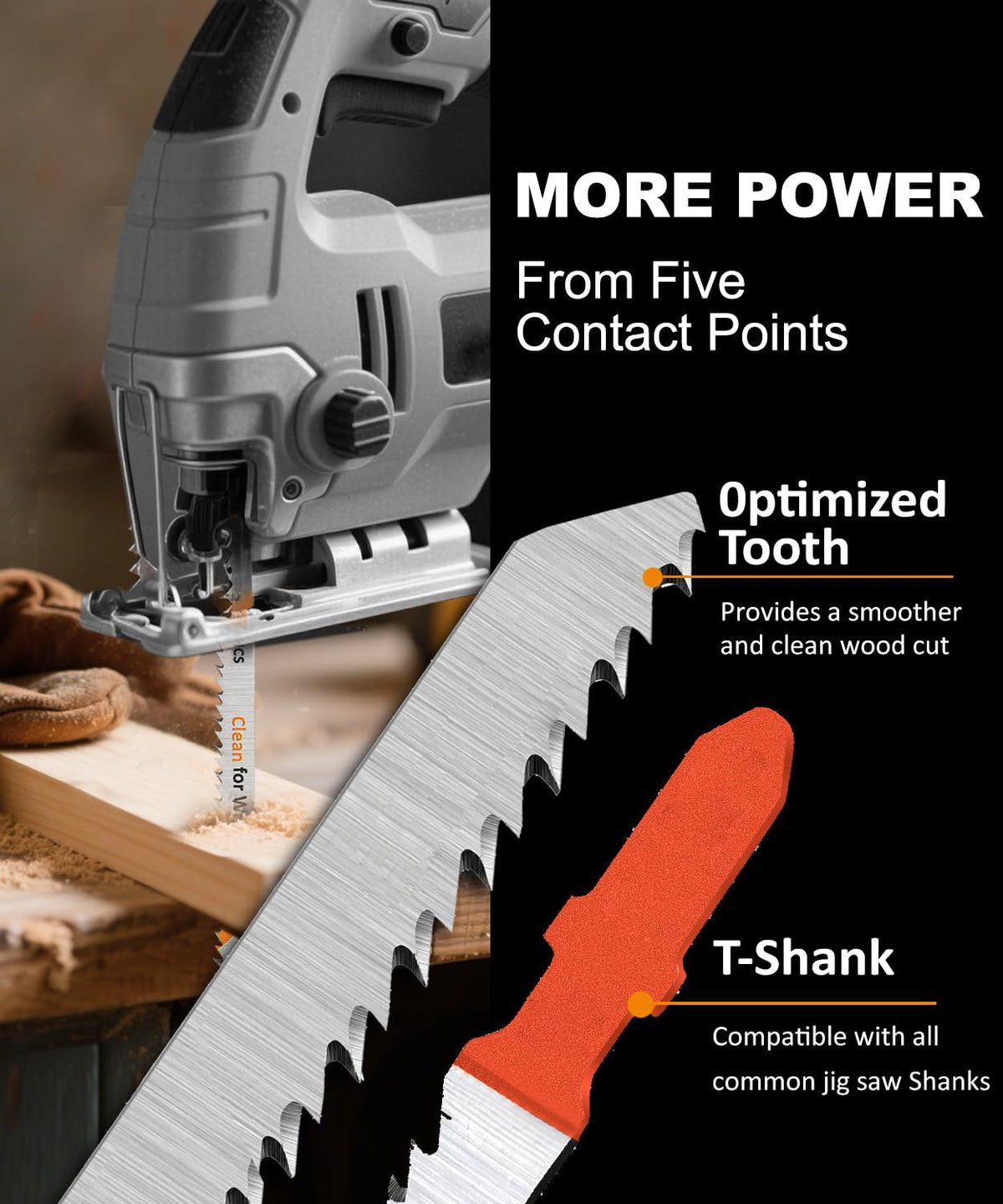 BGTEC T-shank blade T101AO set for curved wood cuts