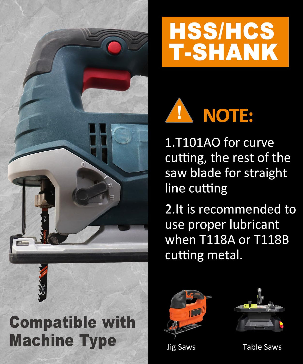 BGTEC T-shank blade T101BR set for straight wood cuts with reliability