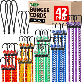 BGUP 42-pack 18in bungee cords provide secure cargo solution for camping and hauling.