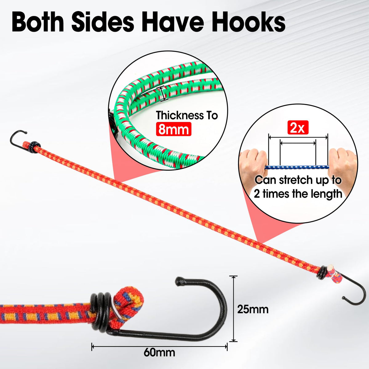 BGUP 42-pack 30in bungee cords secure larger loads with steady stretch during outdoor adventures.