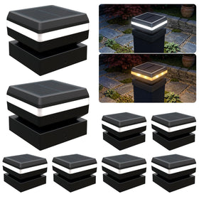 BH Railing modern solar post cap lights in an 8-pack illuminate outdoor spaces with style.