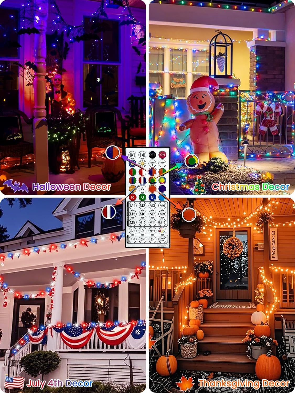 BHCLIGHT easy-install patriotic lights drape on rails and fences for instant setup