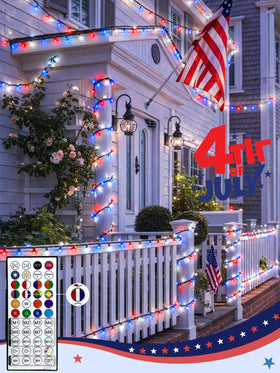 BHCLIGHT RGB patriotic fairy lights with remote control for quick mood changes at gatherings