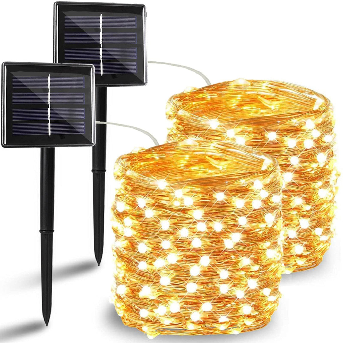 BHCLIGHT outdoor 2-pack solar string lights offer bright ambiance for gardens and patios.