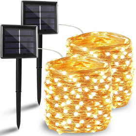 BHCLIGHT outdoor 2-pack solar string lights offer bright ambiance for gardens and patios.