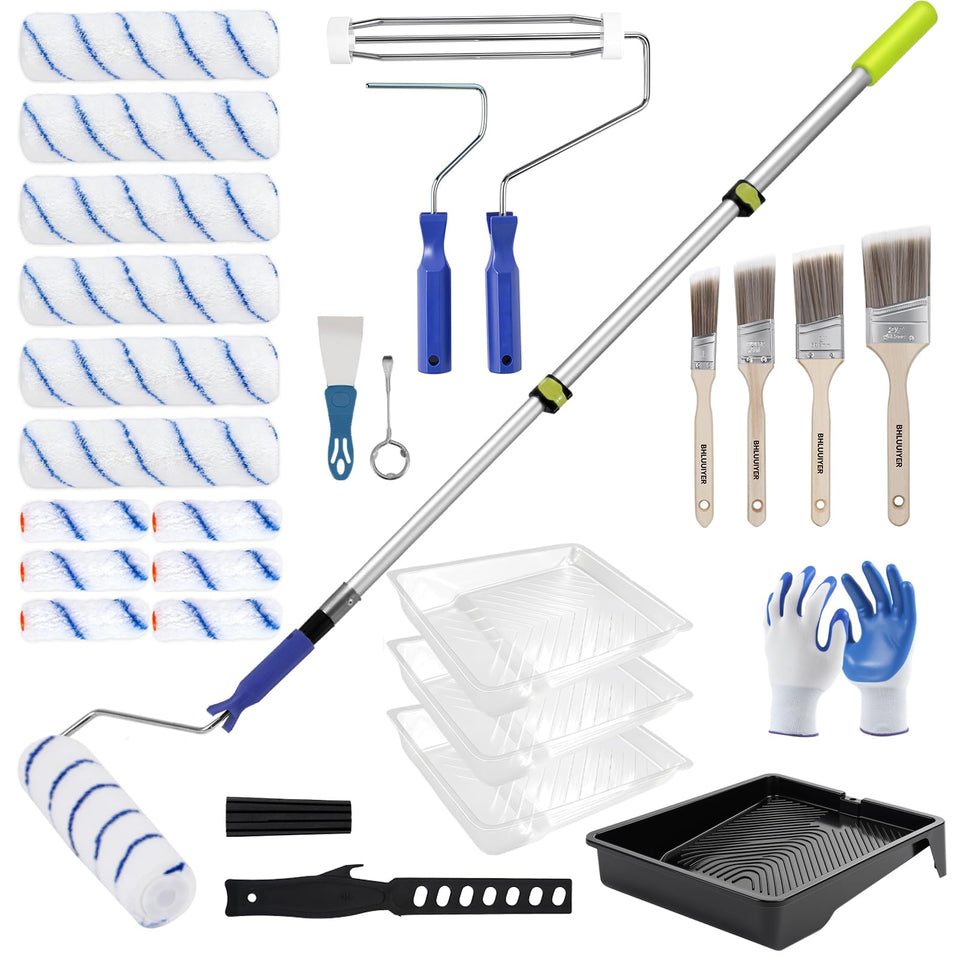 BHLUUIYER paint roller kit contents ready for complete room painting