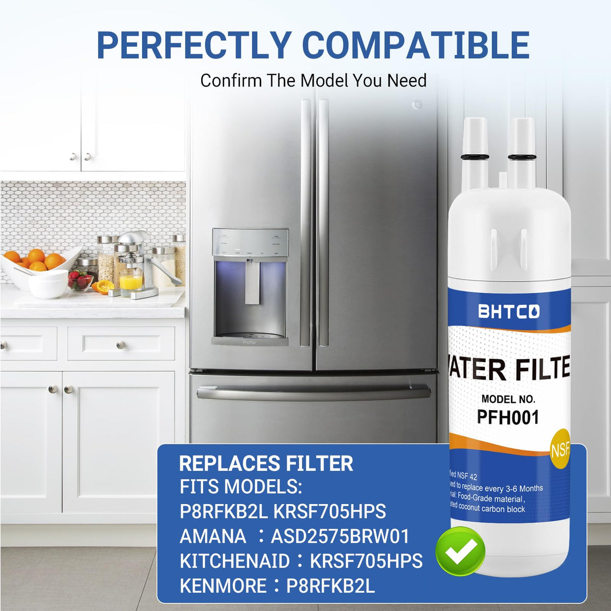 BHTCD P8RFKB2L and KRSF705HPS compatibility for easy fridge upgrades.