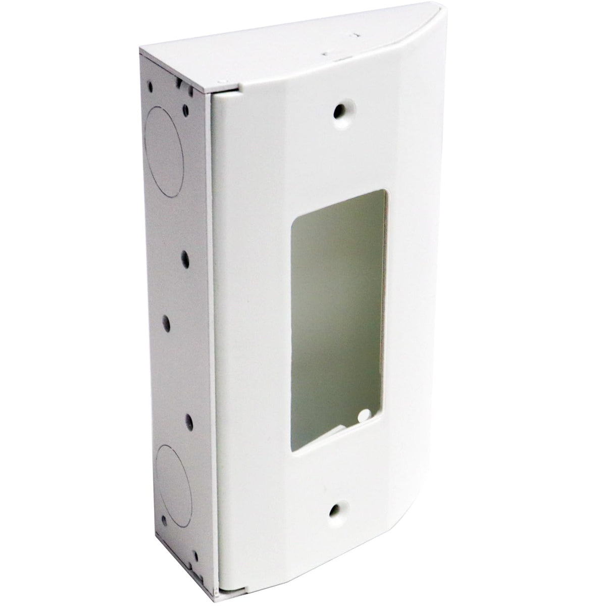 BIAOHAN corner-mount power box front view shows slim white housing for efficient wall mounting.