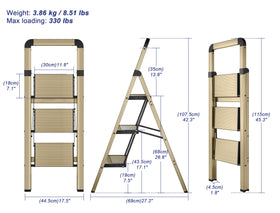 BIBKOKE folding ladder saves space with lightweight aluminum construction.