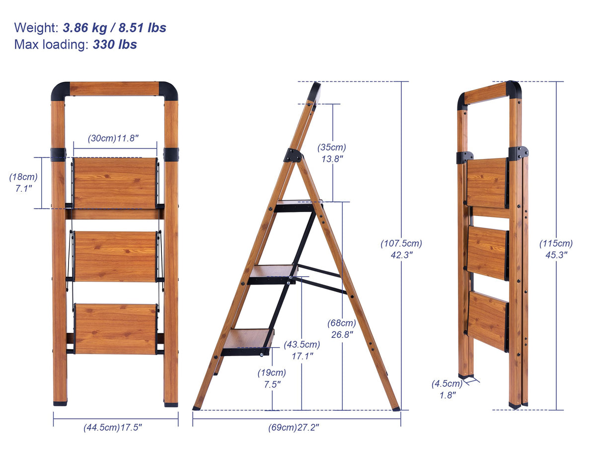Bibkoke ladder folded flat for compact storage in a closet or trunk