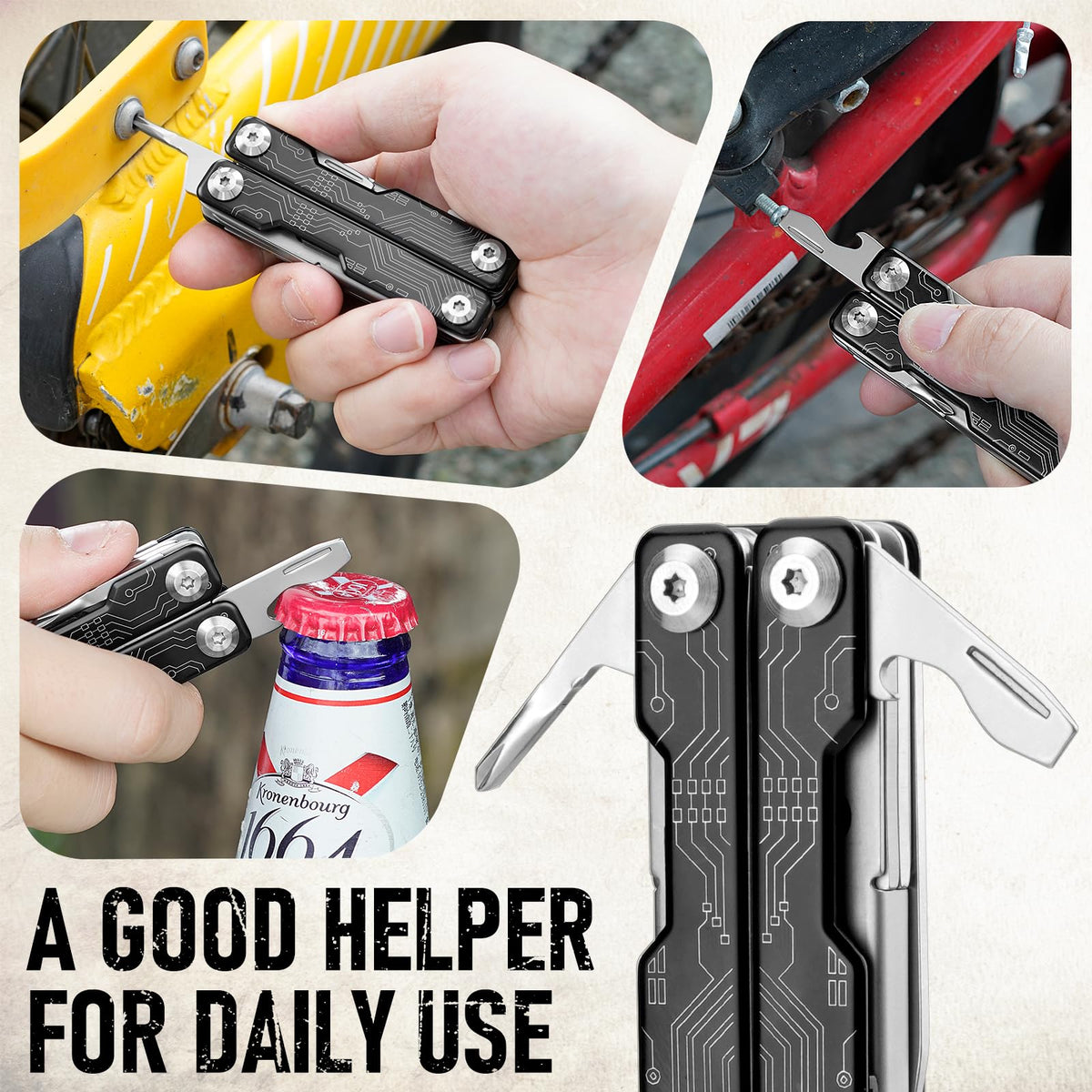 BIBURY mini multitool bottle opener for travel and picnics