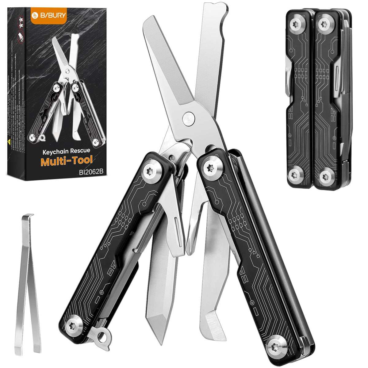 BIBURY mini multitool nail file and tweezers for detail work