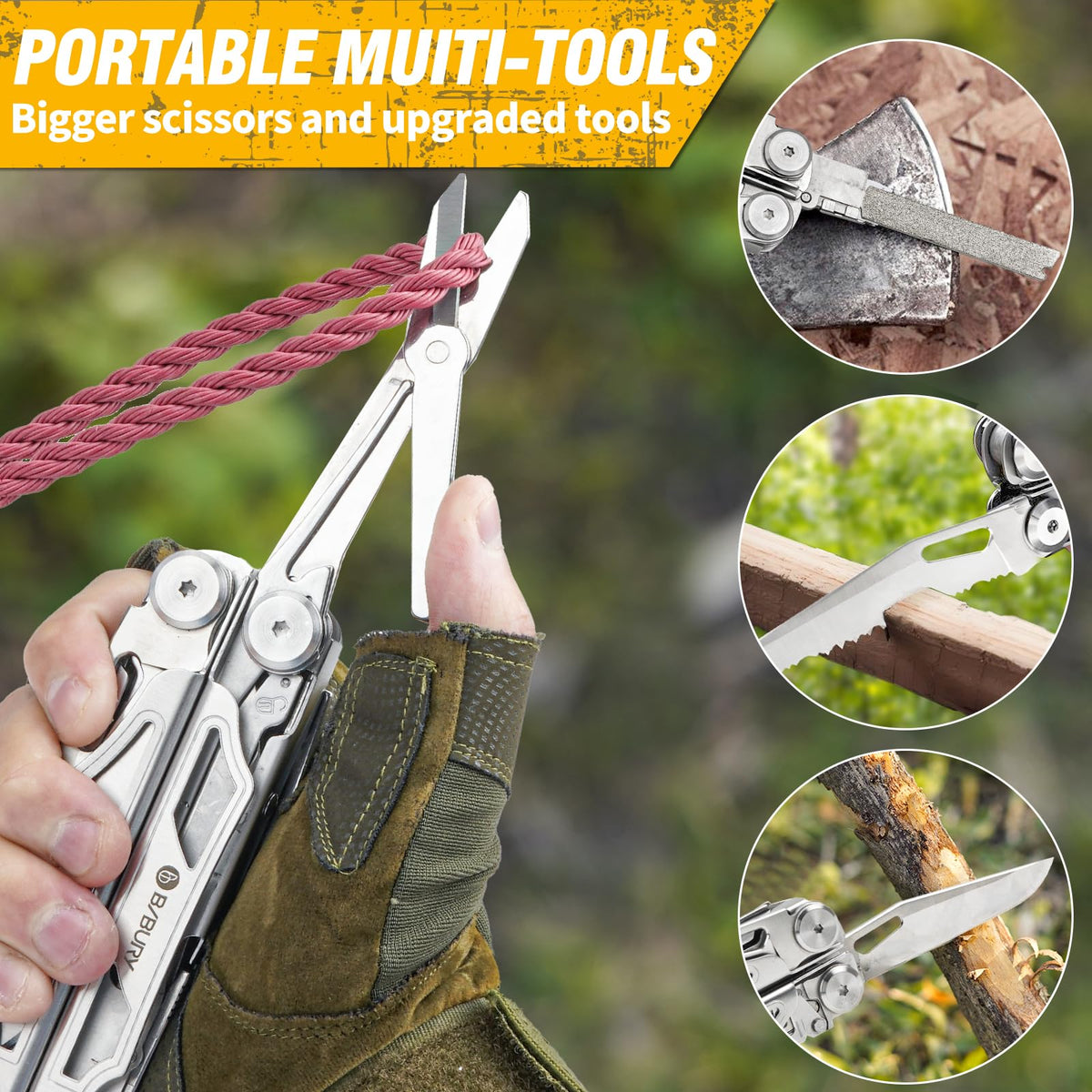 Bibury Multitool includes 16-in-1 screwdriver bits for quick fixes.