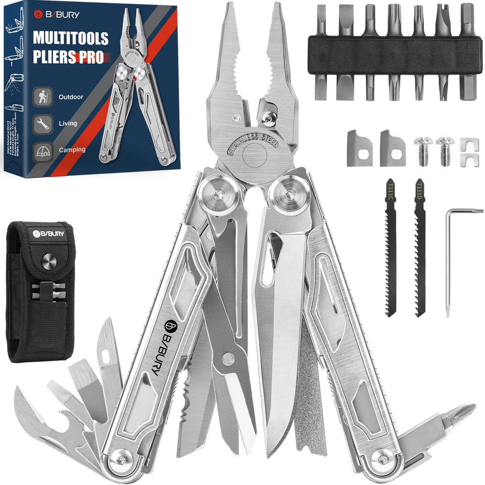 Bibury Multitool Pliers Pro folded compact for on-the-go repairs.