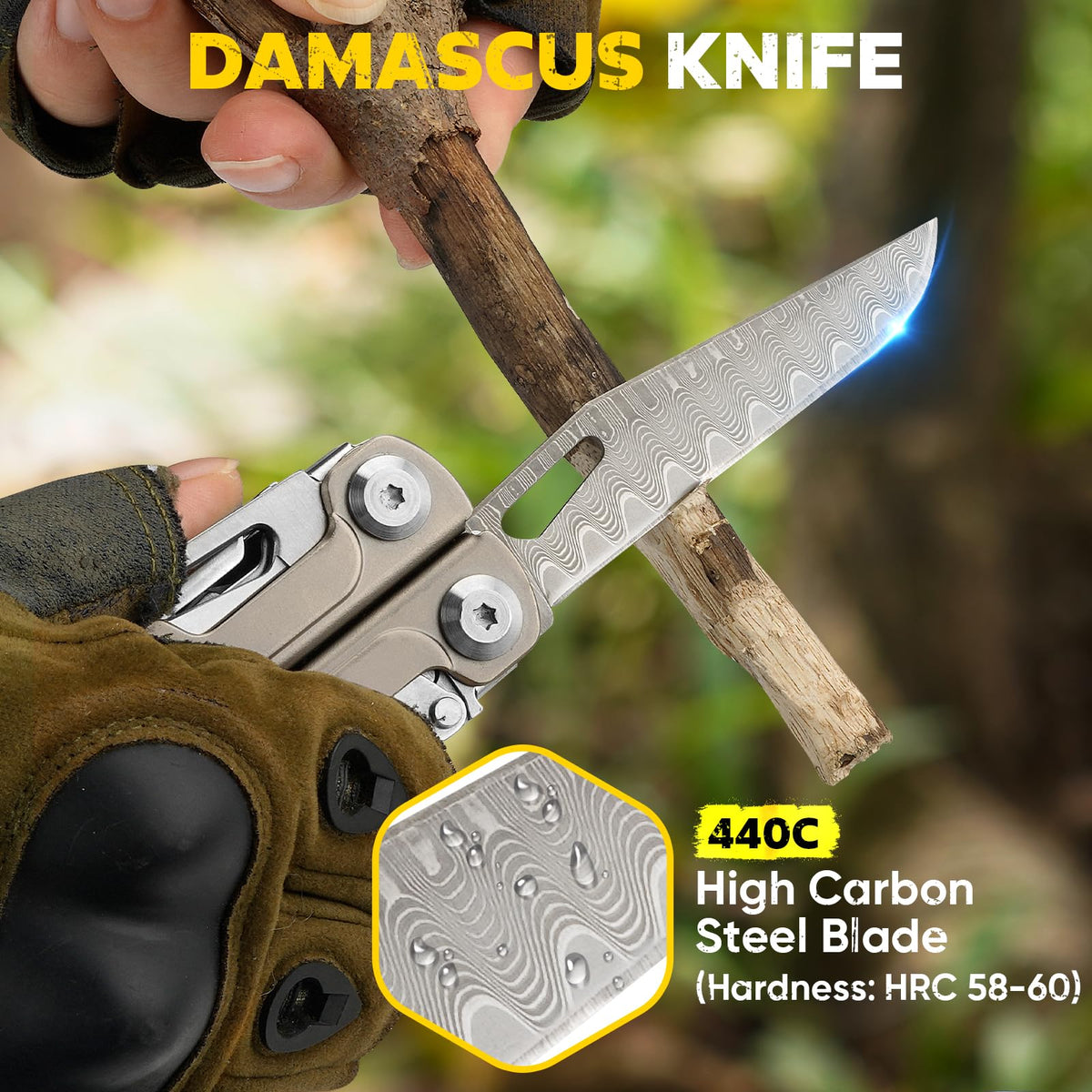 BIBURY pliers and scissors enable versatile camp cutting and gripping.