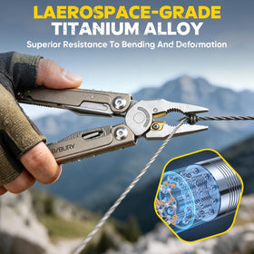 BIBURY TI multitool shown with one-handed access for fast deployment.