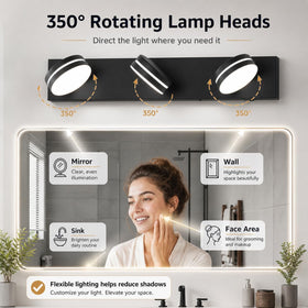 Bicrink 18W LED fixture saves energy while delivering steady, shadow-free vanity lighting.