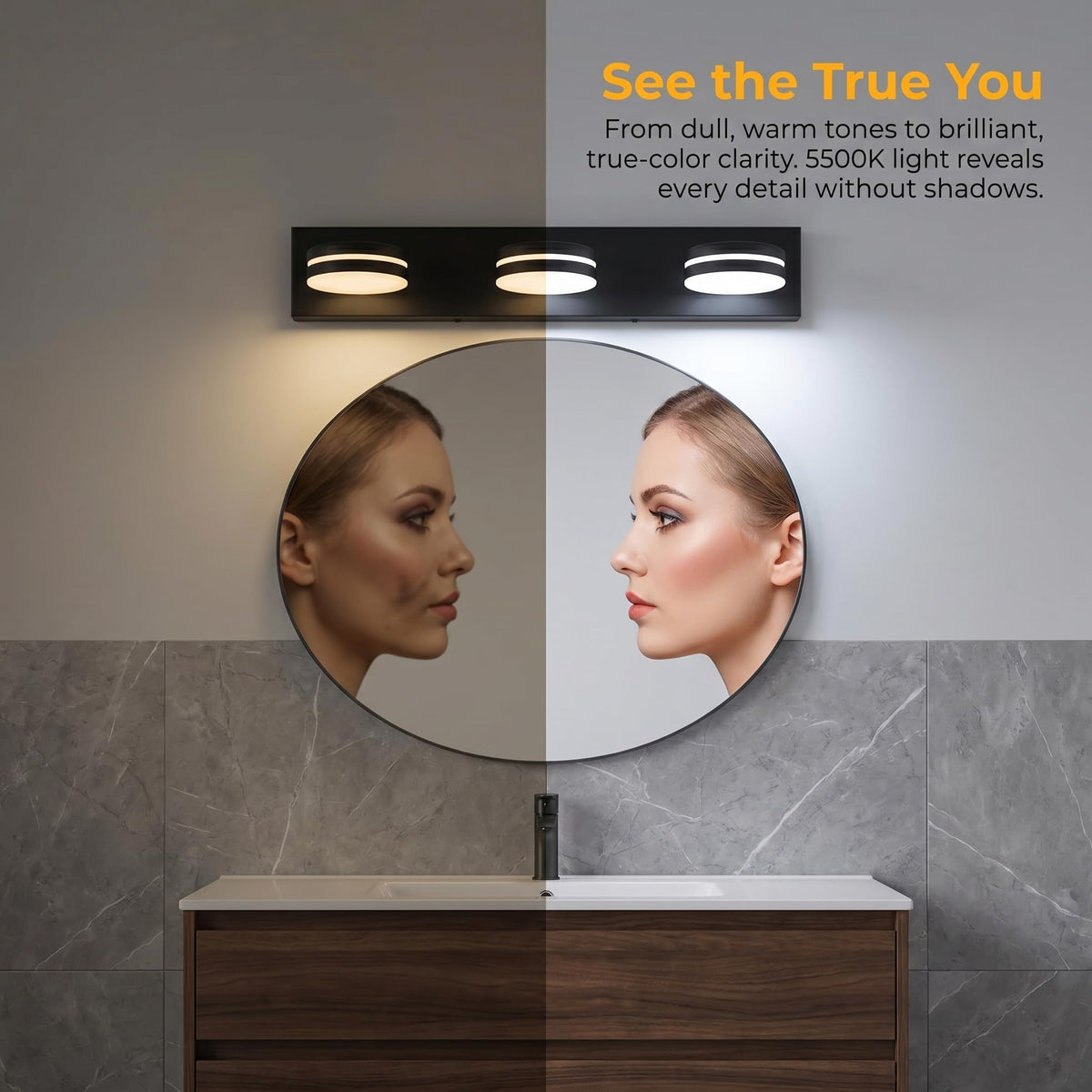 Bicrink 360° rotating lamp head lets you direct light precisely where needed.