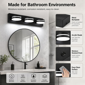 Bicrink anti-corrosion materials ensure durable bathroom lighting in humid environments.