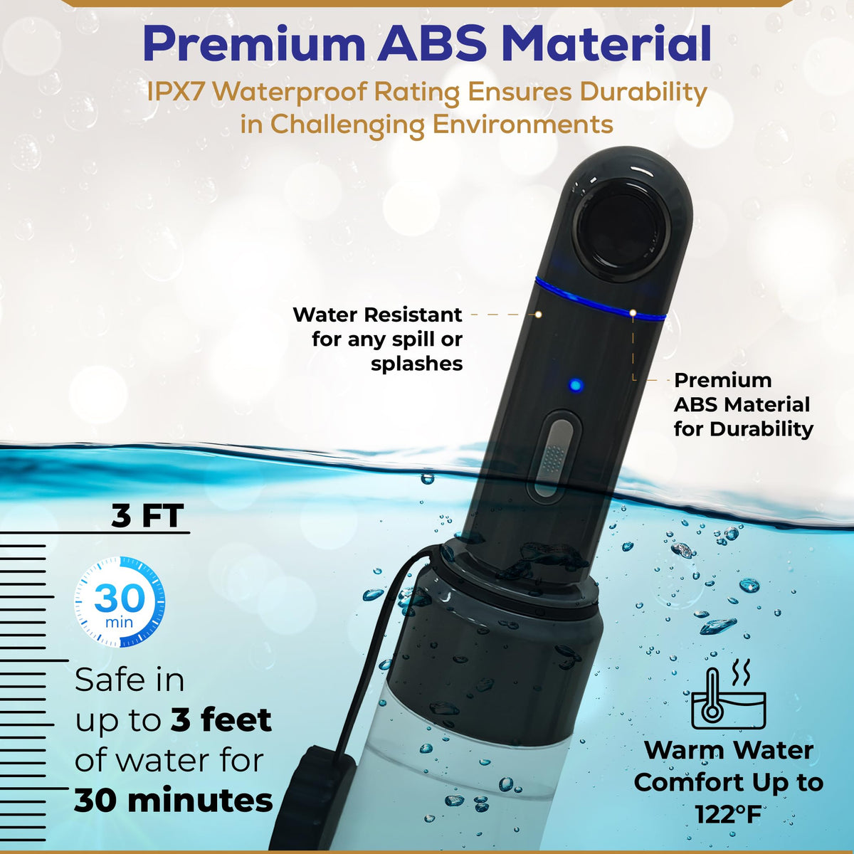 Bidet Buddy LuxeJet USB-C charging for easy on-the-go top-ups.