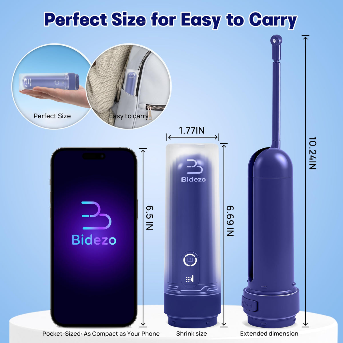 BIDEZO compact travel bidet fits in small spaces