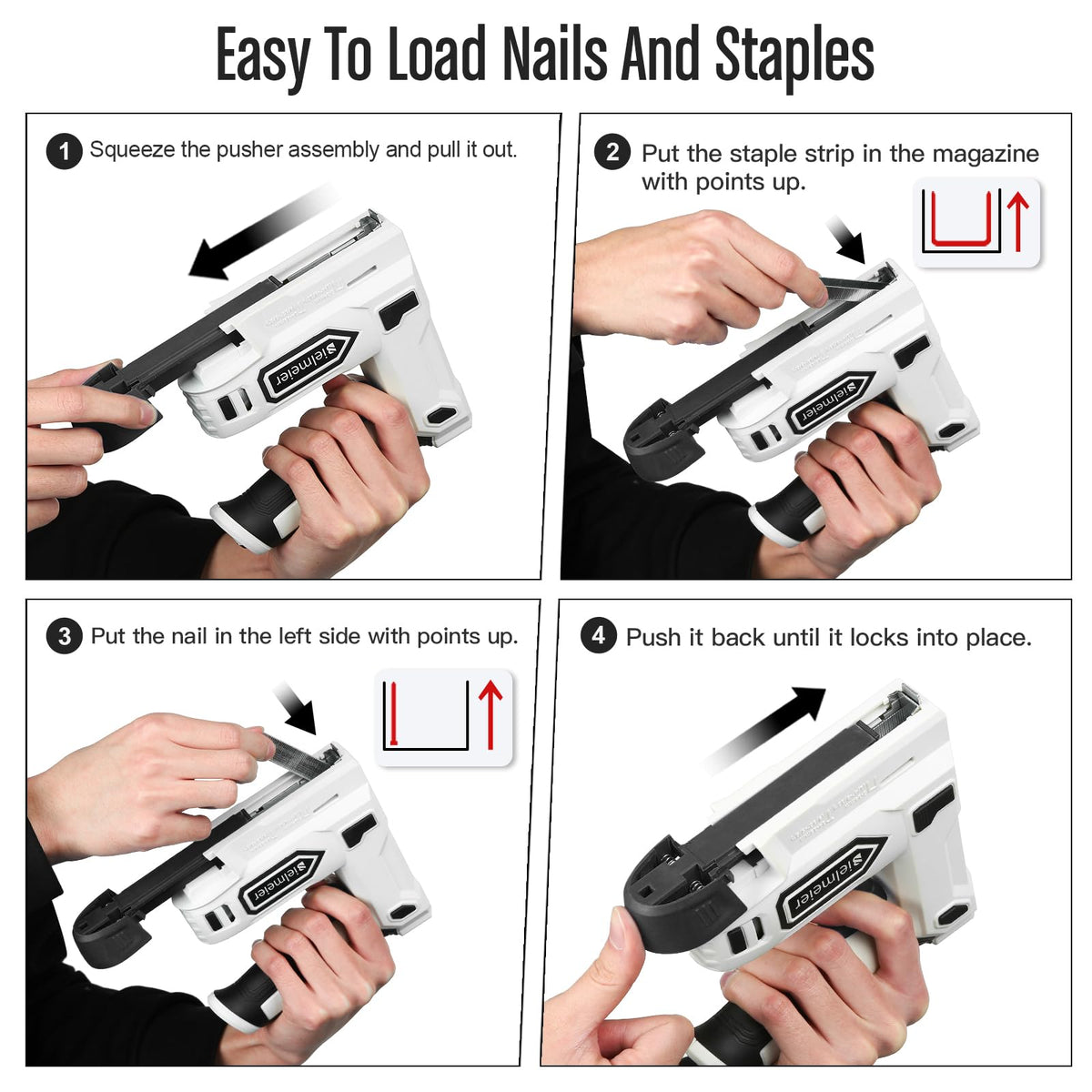 Bielmeier transparent window shows staple levels for timely reloading.